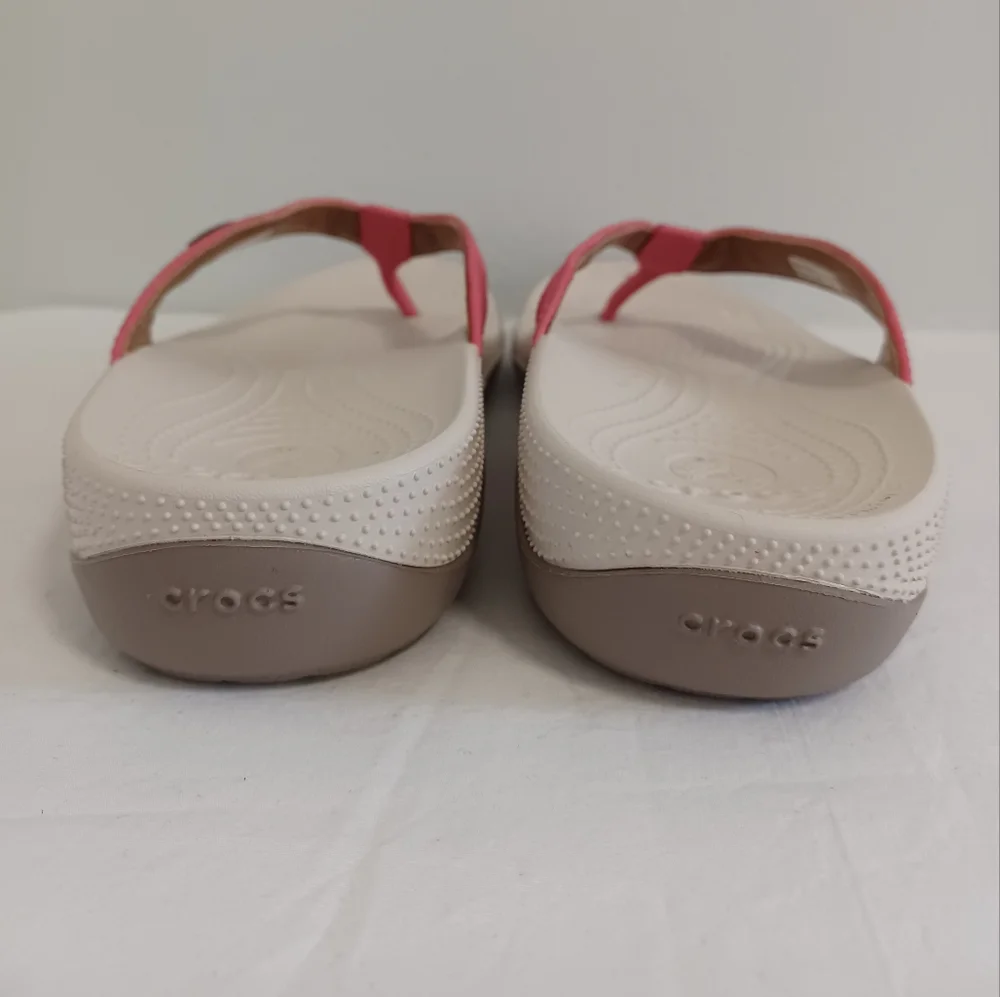 Crocs thong flip-flop sandals coral/cream size 9w Women’s - Picture 4 of 9